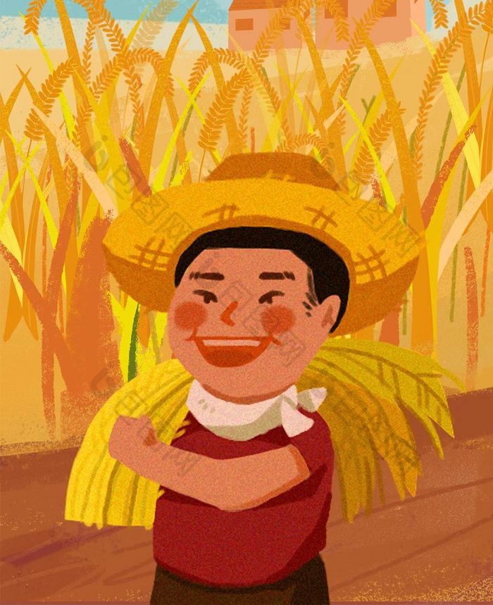 中国农民丰收节插画微信首图