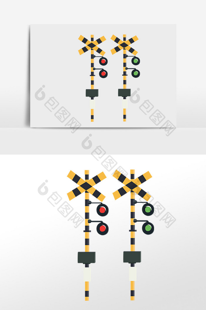 十字路口交通信号灯插画素材