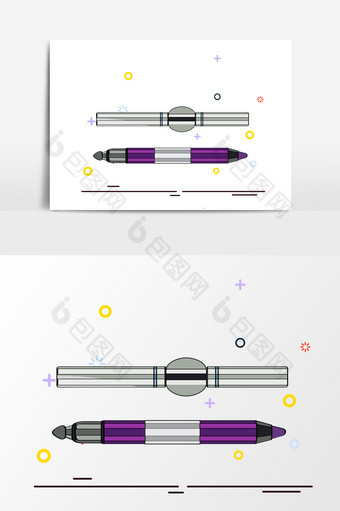 卡通双头眼影笔元素图片