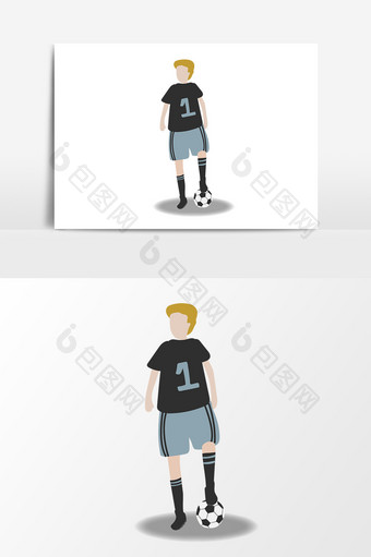 手绘足球人物元素设计图片