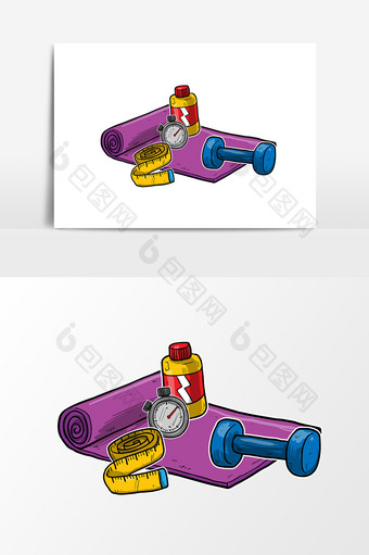 卡通健身器材元素设计图片