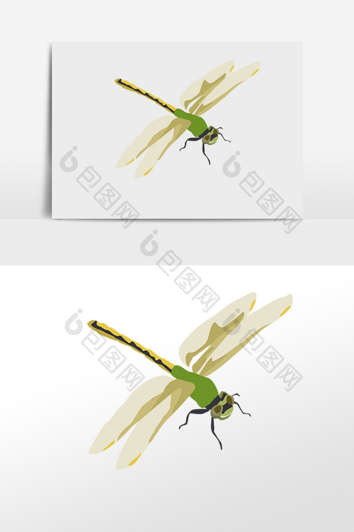 绿色蜻蜓插画素材