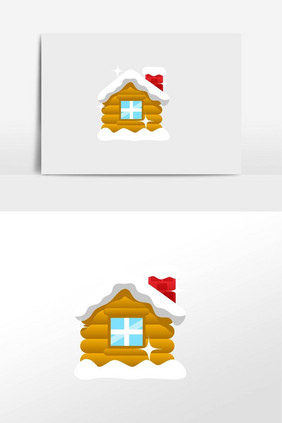 圣诞房子插画元素