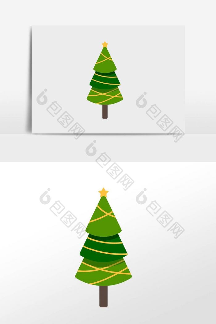 卡通圣诞节圣诞树插画元素