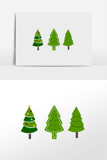 卡通圣诞树插画元素图片