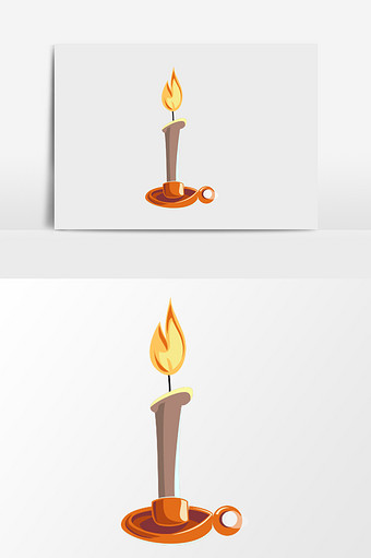 手绘燃烧蜡烛插画元素图片