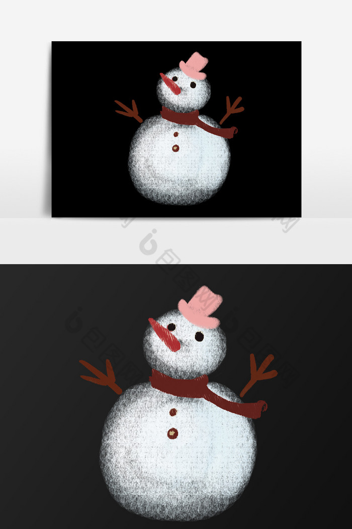 招手雪人插画图片