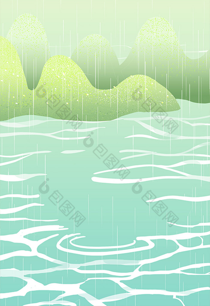 水面风景插画图片