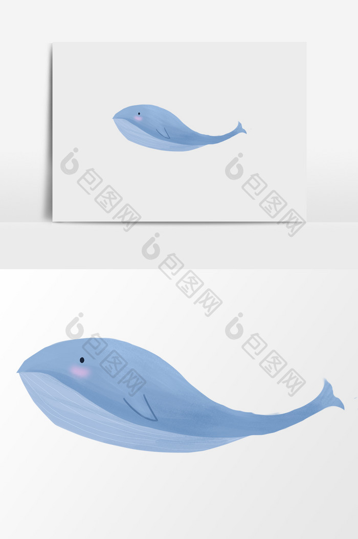手绘卡通大鲸鱼插画元素