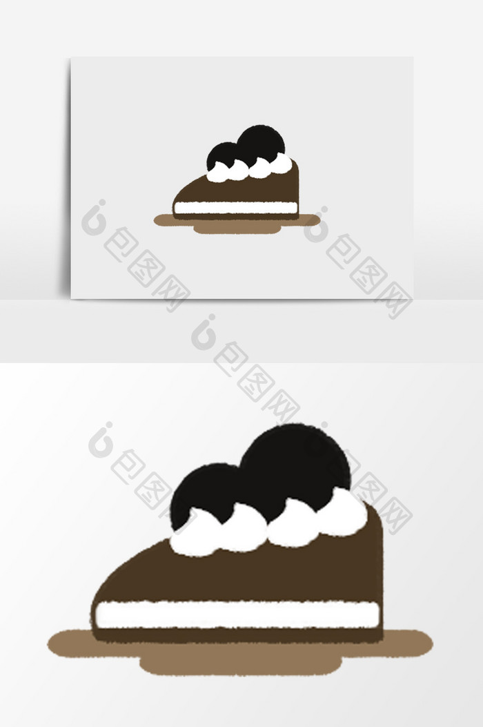 手绘巧克力蛋糕插画元素