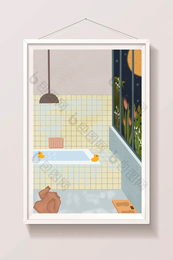 浴室插画图片-包图网
