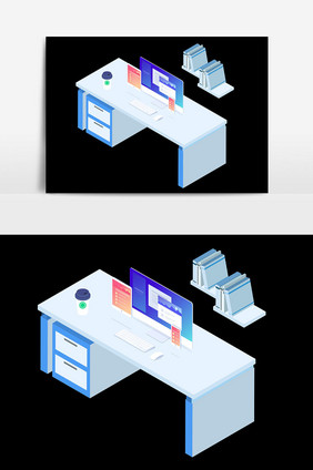 商务办公桌办公用品元素
