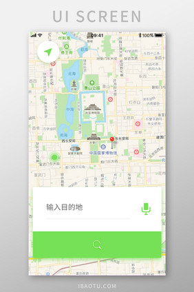 简约大气地图搜索界面手机APP设计模板