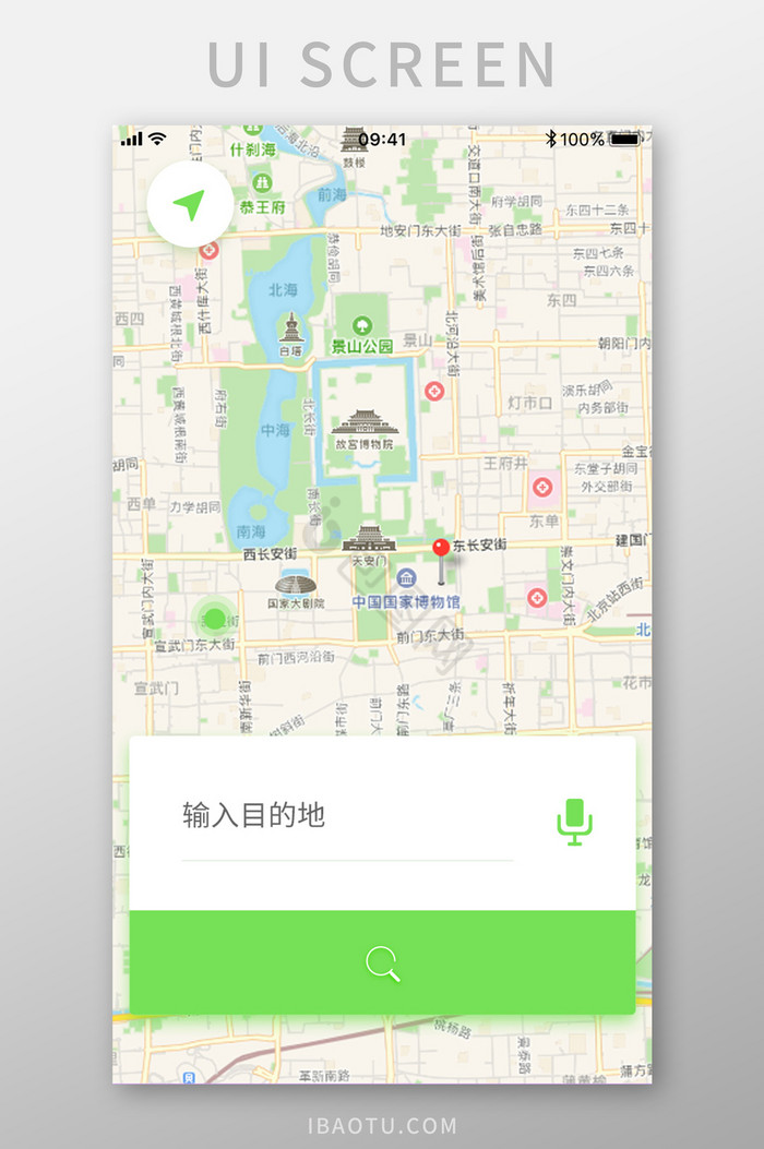 简约大气地图搜索界面手机app设计模板