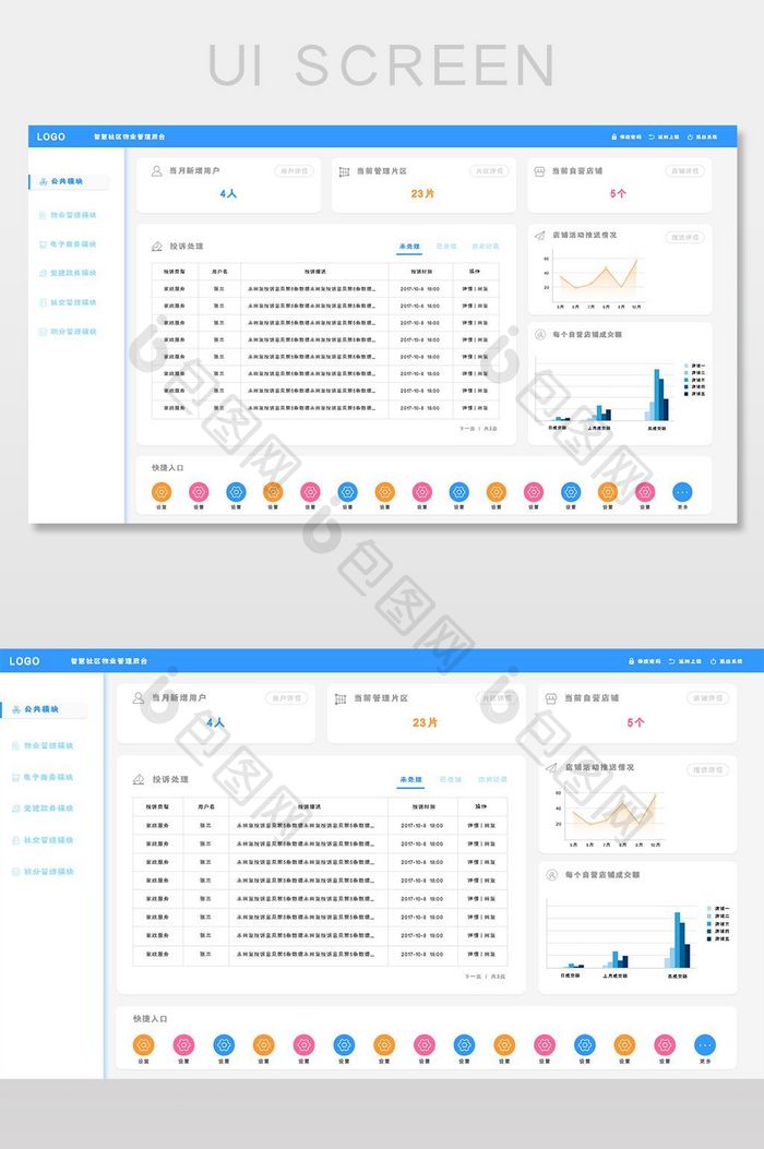 简洁实用社区物业管理后台页面