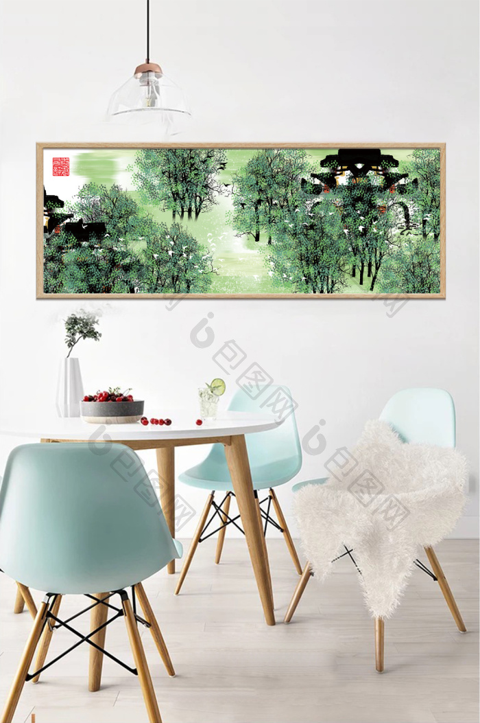 文艺手绘民俗风景书房酒店创意装饰画-文艺手绘民俗风景书房酒店创意装饰画效果图-【包图网】