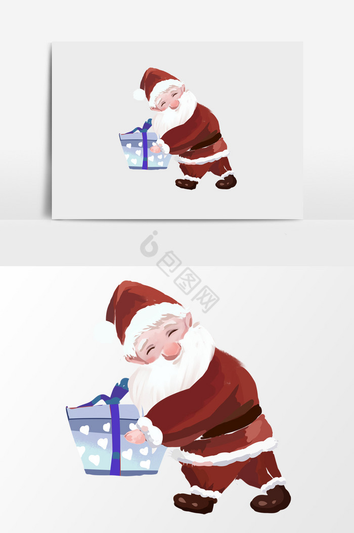 送礼物圣诞老人插画图片