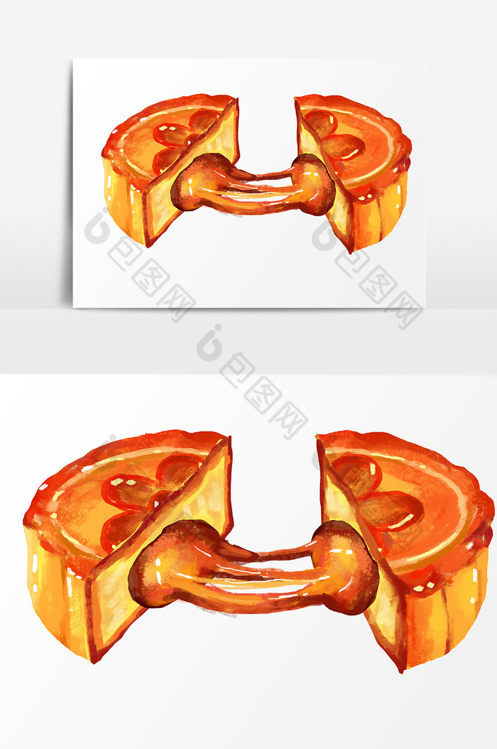 手绘一盘月饼图片
