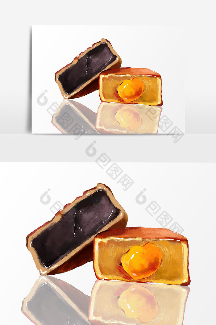 手绘一盘月饼图片