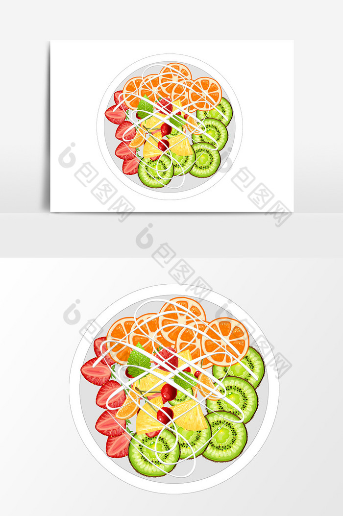 手绘水果沙拉设计元素图片