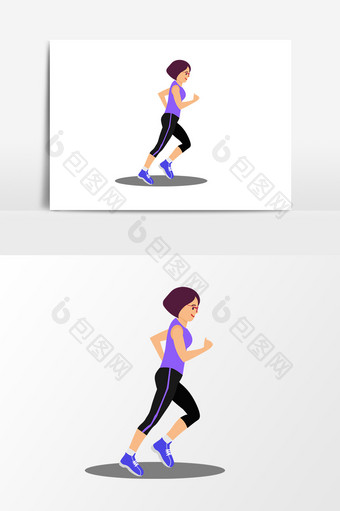 卡通人物跑步设计元素图片