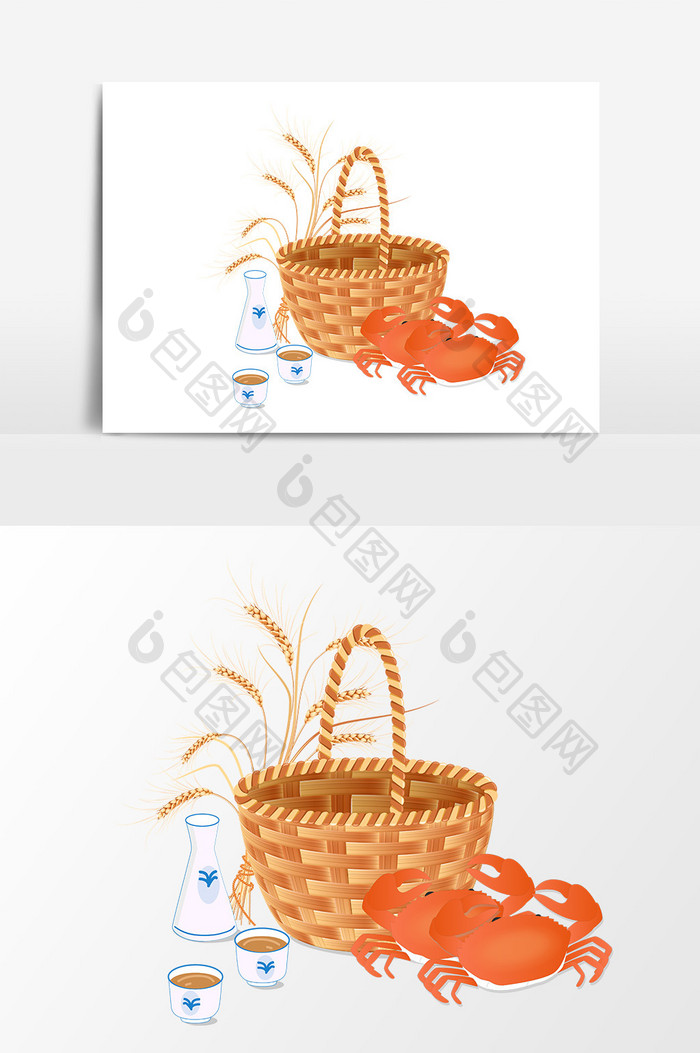 卡通手绘螃蟹设计元素