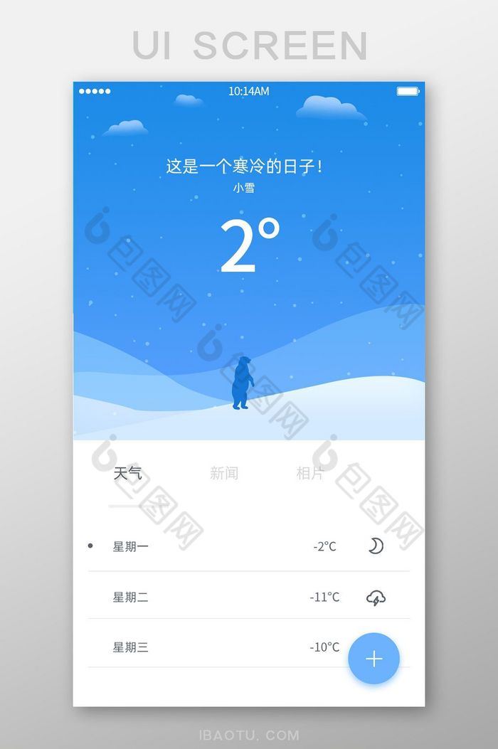 蓝色扁平天气情况移动UI界面图片图片
