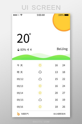 时尚简洁天气appUI移动界面