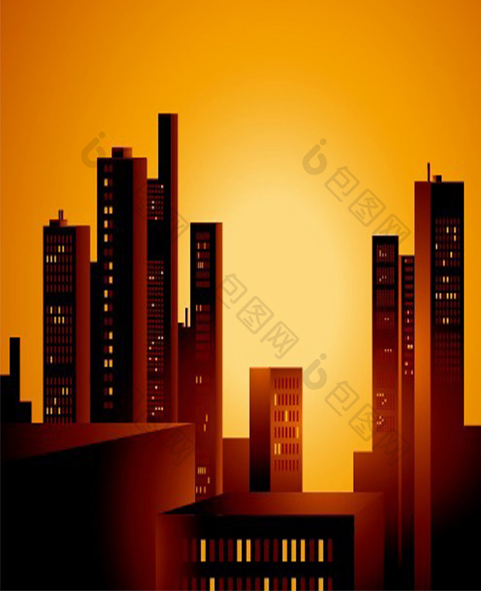 记者节橘红色背景城市底纹手机海报