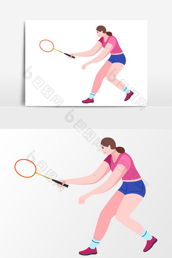 打羽毛球运动元素图片