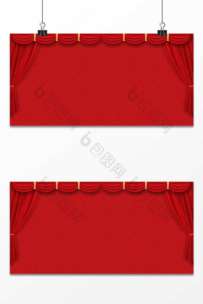 幕布春节中国风红色喜庆背景展板设计