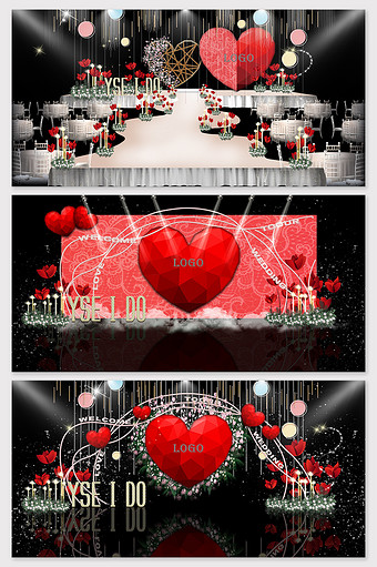 热情红色爱心主题系列婚礼效果图图片
