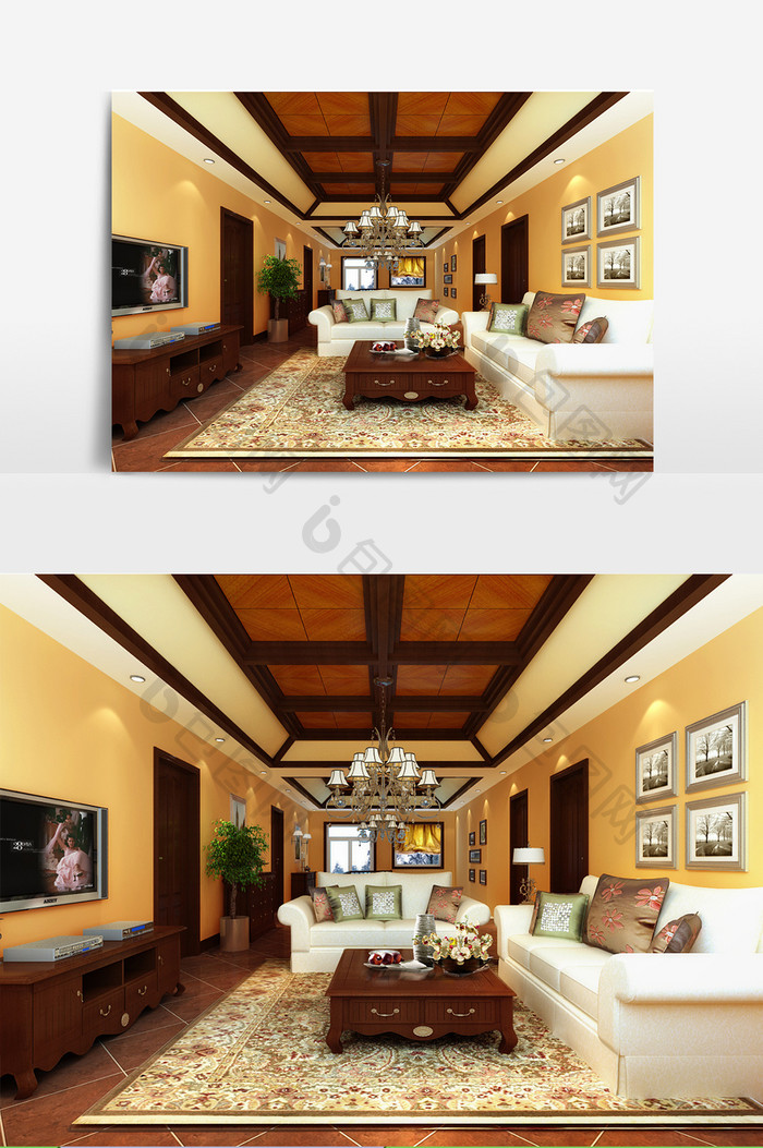 中式风格家装客厅效果图