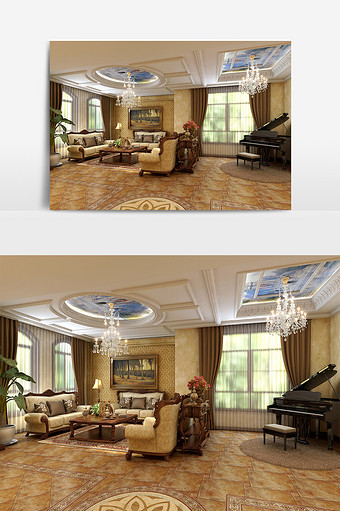 欧式豪华家装客厅效果图图片