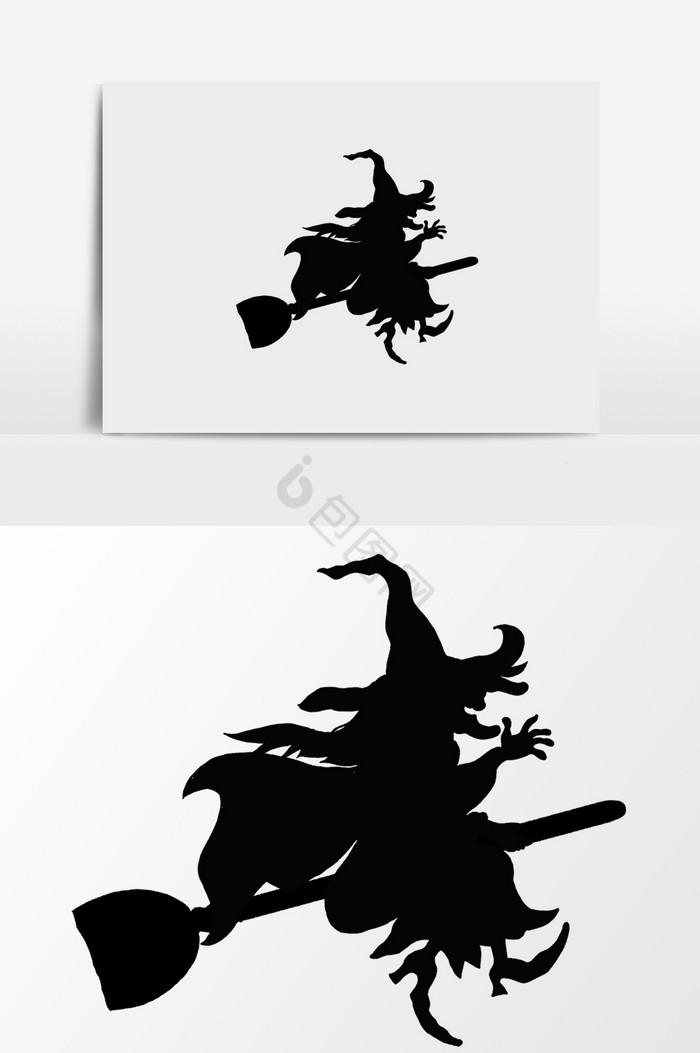 女巫的剪影插画图片
