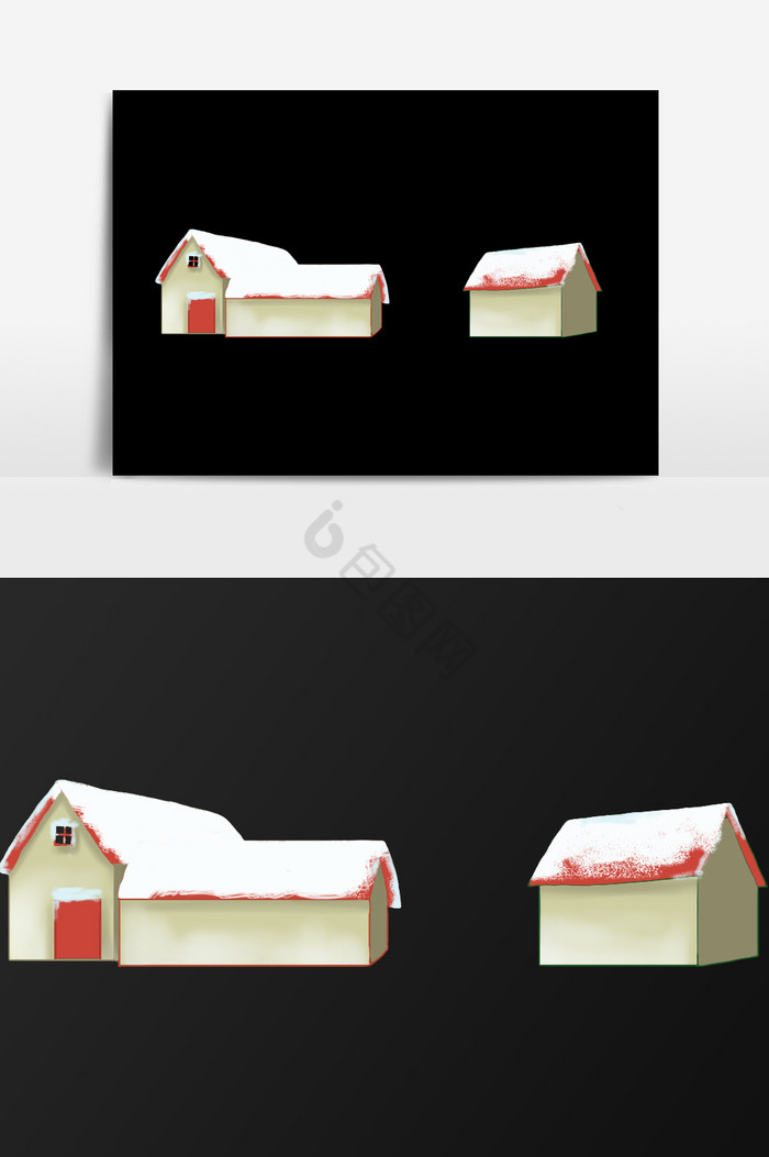 雪房子插画图片