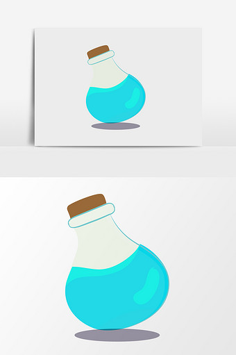 手绘蓝色液体瓶子插画元素图片