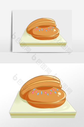 手绘甜点甜品圆面包插画元素图片