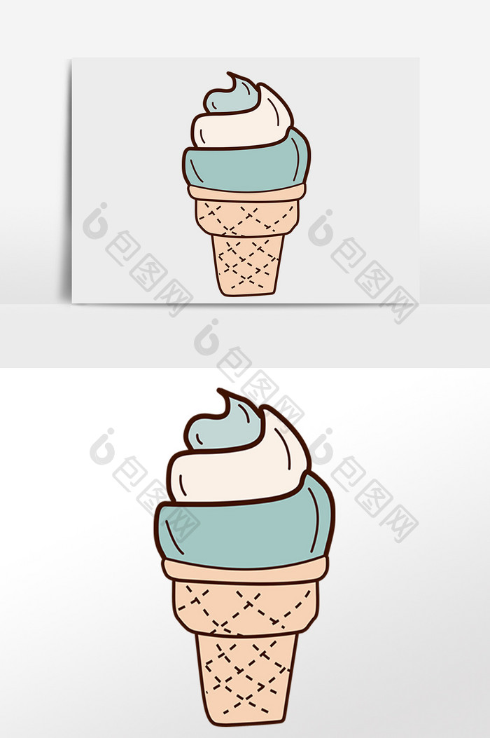 手绘甜点甜筒淇淋杯插画元素