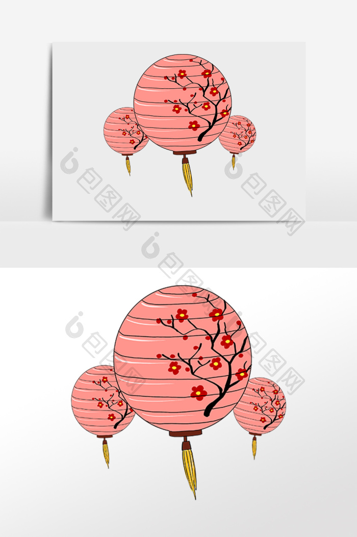 元宵节古风圆灯笼插画图片