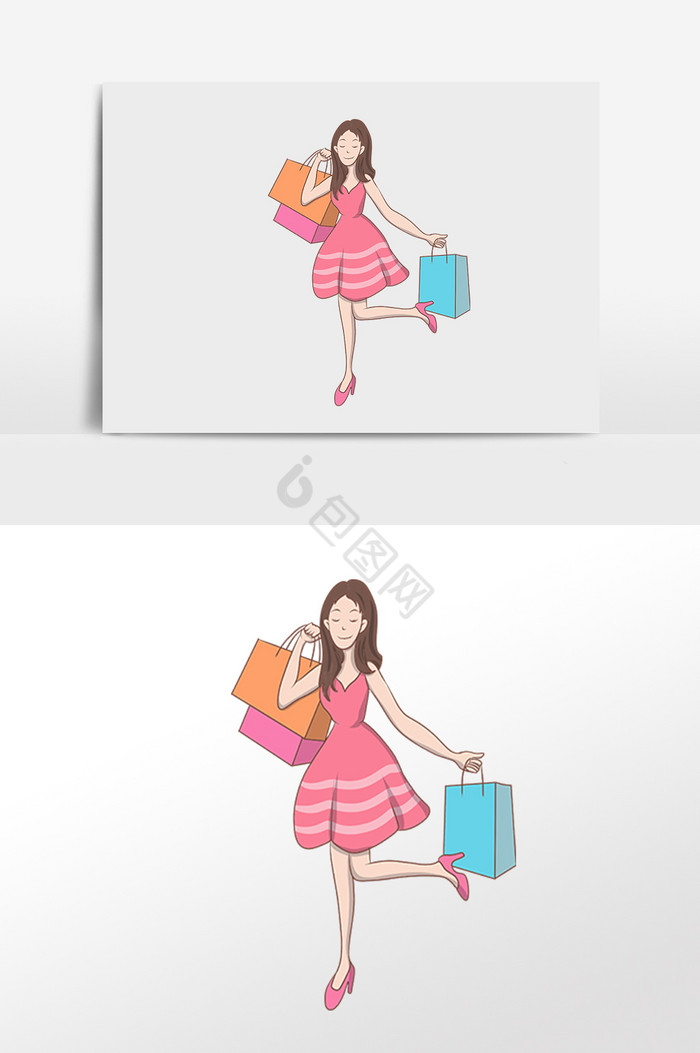 打折女性购物插画