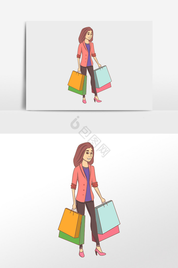 逛街购物女士插画图片