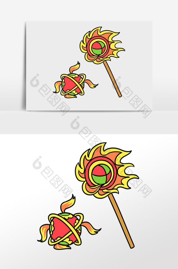 元宵节舞狮球插画png下载-包图网