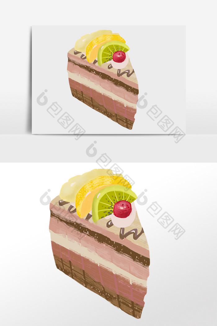 手绘美食甜点水果蛋糕插画元素