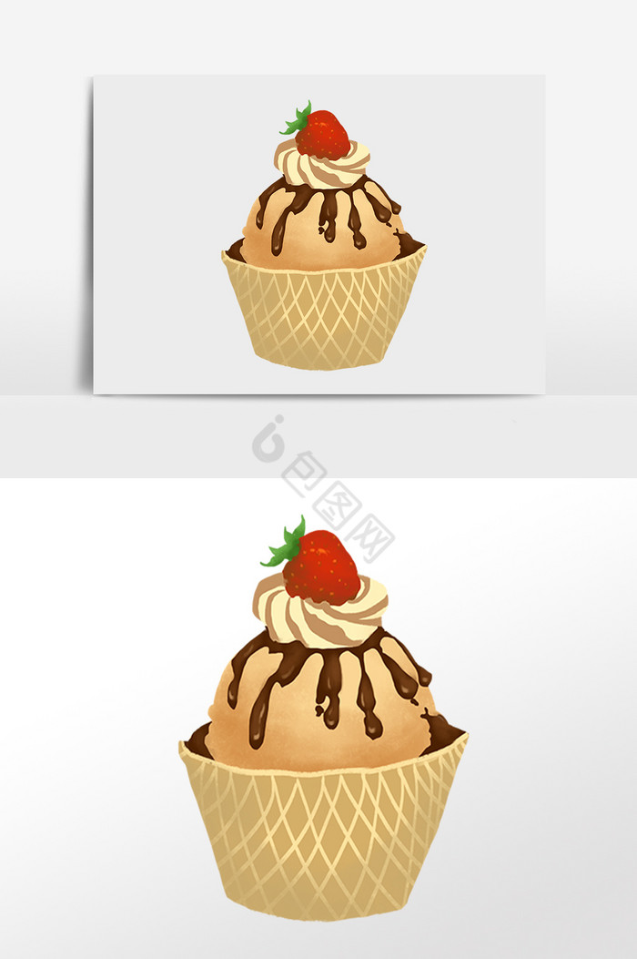 甜点草莓蛋糕插画图片