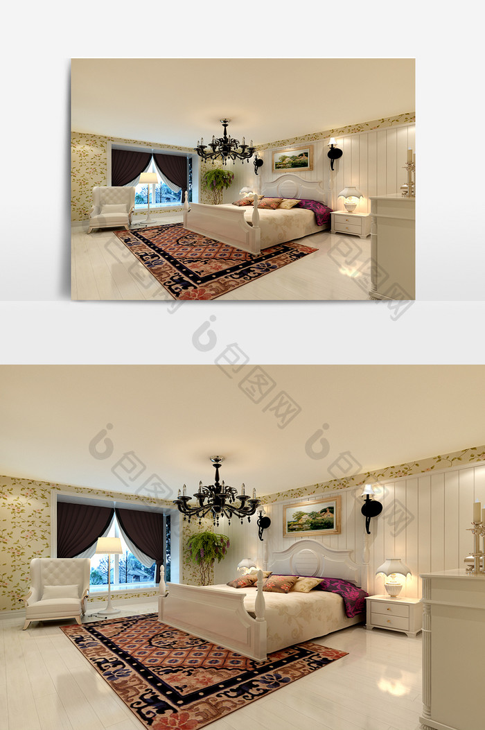 现代欧式简约家装卧室效果图
