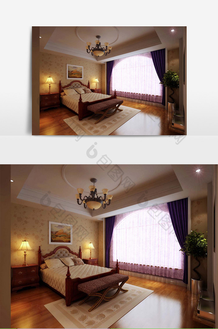现代欧式卧室设计模型效果图