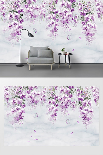 紫色香薰花卉唯美背景墙图片