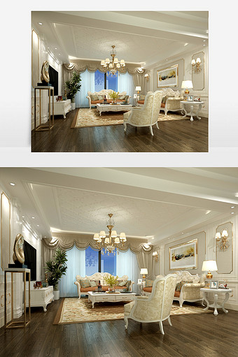 现代欧式豪华客厅设计效果图图片