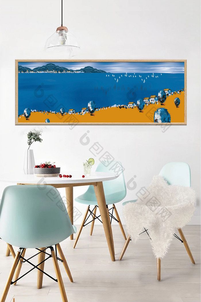 手绘大气北欧地中海风景客厅卧室创意装饰画